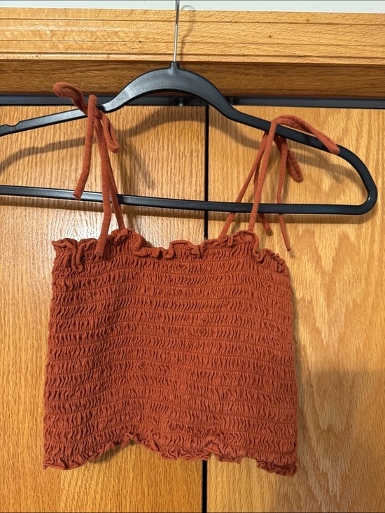 wild fable Tops - wild fable Rust orange Tie-Shoulder Crop Top
